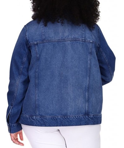 Plus Size Button-Down Denim Jacket Blue $49.20 Jackets