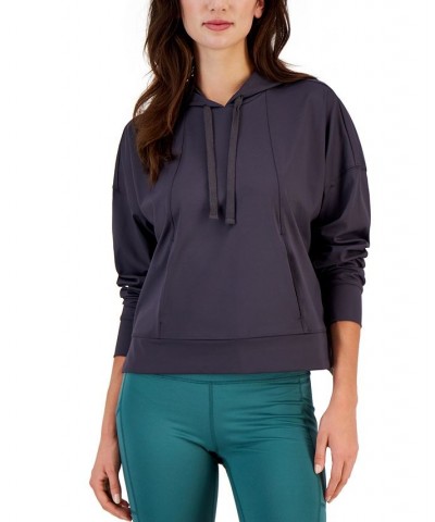 Women's Drop-Shoulder Pouch-Pocket Hoodie Gray $16.66 Sweatshirts