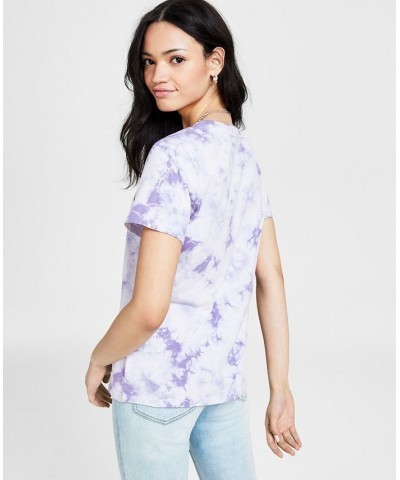 Juniors' Crew-Neck Yin-Yang-Graphic T-Shirt Lavender $11.20 Tops