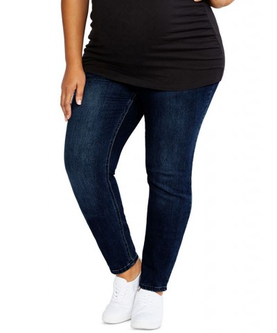 Indigo Blue Plus Size Super Stretch Skinny Maternity Jeans Dark Wash $24.94 Jeans