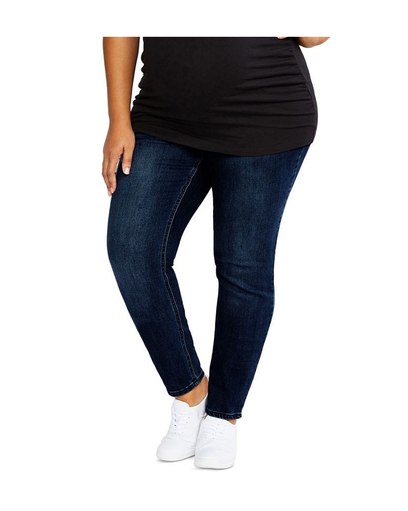 Indigo Blue Plus Size Super Stretch Skinny Maternity Jeans Dark Wash $24.94 Jeans