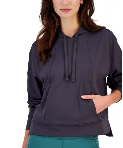 Women's Drop-Shoulder Pouch-Pocket Hoodie Gray $16.66 Sweatshirts