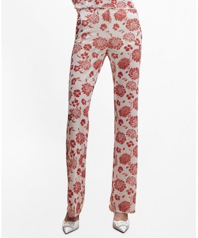 Women's Floral Print T-shirt Red $27.60 Pants