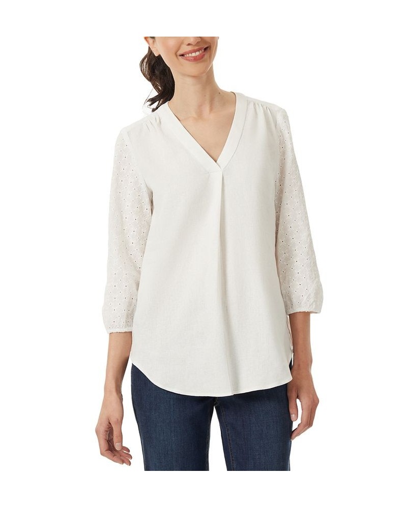 Women's Kelly Eyelet 3/4-Sleeve Tunic Nyc White $26.92 Tops