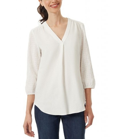 Women's Kelly Eyelet 3/4-Sleeve Tunic Nyc White $26.92 Tops