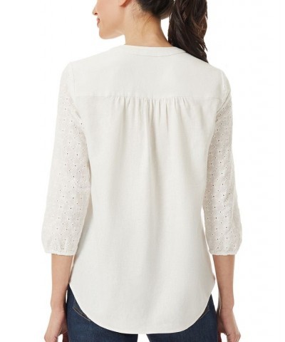 Women's Kelly Eyelet 3/4-Sleeve Tunic Nyc White $26.92 Tops