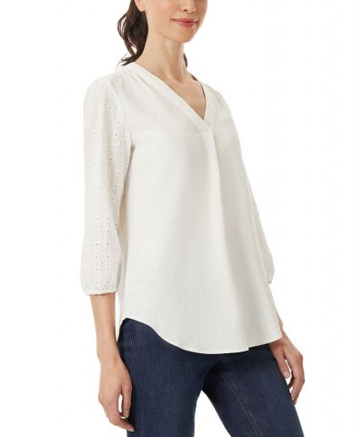 Women's Kelly Eyelet 3/4-Sleeve Tunic Nyc White $26.92 Tops