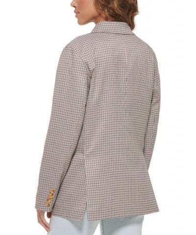 Women's Double-Breasted Printed Blazer Brown $47.00 Jackets