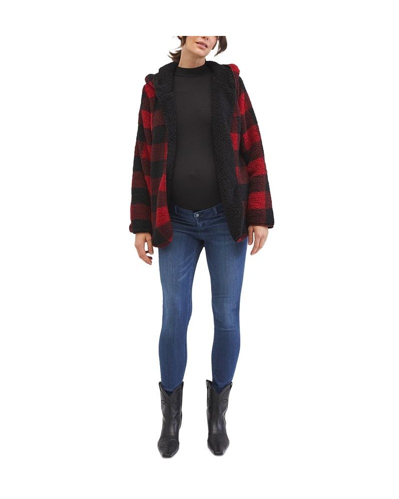 Hooded Plaid Fleece Maternity Jacket Plaid $43.61 Jackets