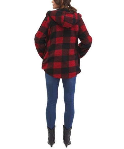 Hooded Plaid Fleece Maternity Jacket Plaid $43.61 Jackets