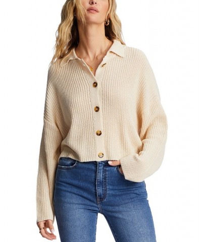 Juniors' Stay Current Collared Cardigan Sweater White Cap $35.38 Sweaters