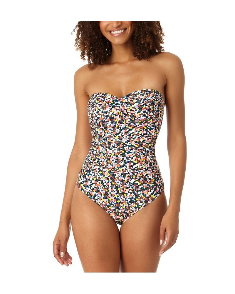 Women's Printed Twist-Front Ruched One-Piece Swimsuit Mosaic Multi $36.58 Swimsuits