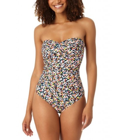 Women's Printed Twist-Front Ruched One-Piece Swimsuit Mosaic Multi $36.58 Swimsuits