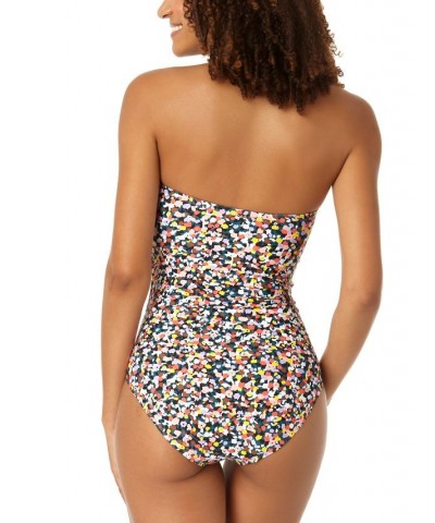 Women's Printed Twist-Front Ruched One-Piece Swimsuit Mosaic Multi $36.58 Swimsuits