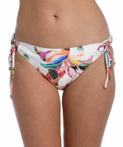 Women's Paradise Side-Tie Hipster Bikini Bottoms White Floral Print $39.96 Swimsuits