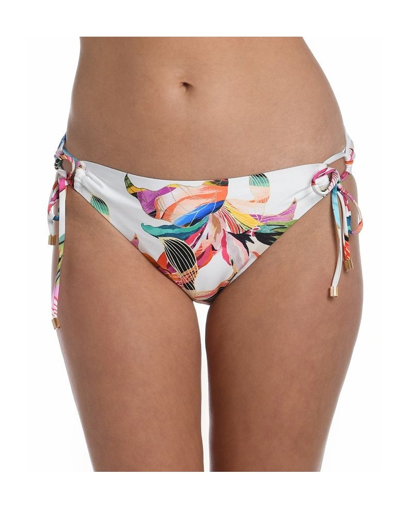 Women's Paradise Side-Tie Hipster Bikini Bottoms White Floral Print $39.96 Swimsuits