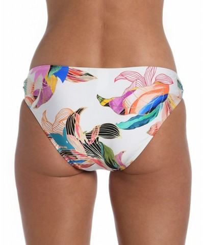 Women's Paradise Side-Tie Hipster Bikini Bottoms White Floral Print $39.96 Swimsuits