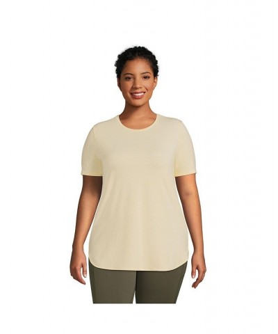 Women's Plus Size Moisture Wicking UPF Sun Short Sleeve Curved Hem Tunic Top White $21.18 Tops