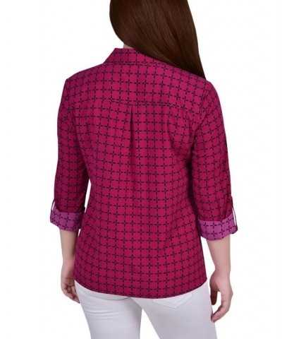 Women's 3/4 Roll Tab Shirt with Pockets Beet Red, Black Line Box $16.32 Tops