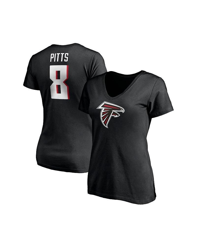 Women's Branded Kyle Pitts Black Atlanta Falcons Player Icon Name Number V-Neck T-shirt Black $26.09 Tops