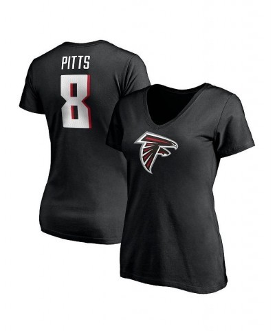 Women's Branded Kyle Pitts Black Atlanta Falcons Player Icon Name Number V-Neck T-shirt Black $26.09 Tops