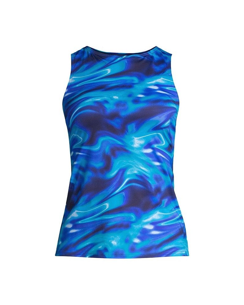 Women's Plus Size High Neck UPF 50 Sun Protection Modest Tankini Swimsuit Top Electric blue multi/swirl $38.16 Swimsuits