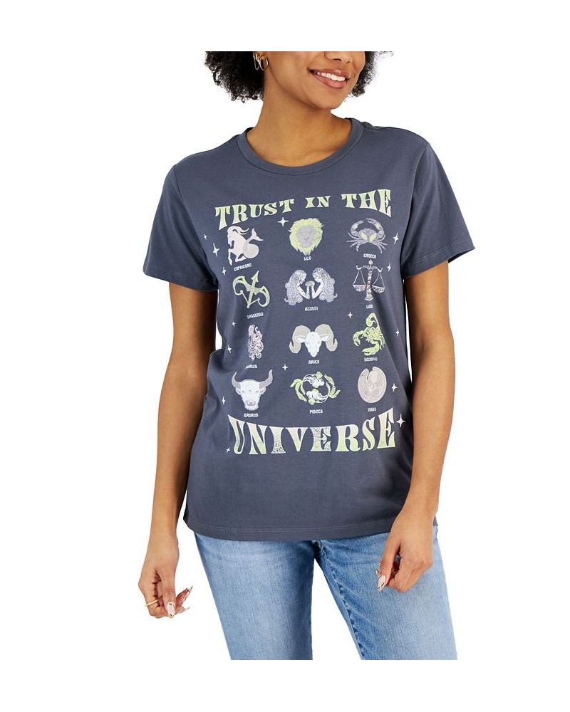 Juniors' Trust In The Universe-Graphic T-Shirt Gray $10.44 Tops