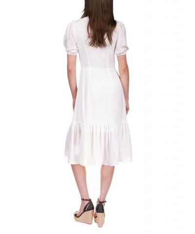 Textured Pinstripe Tie-Front Dress Regular & Petite White $59.20 Dresses