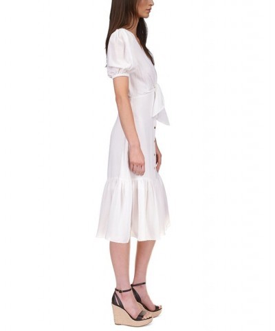 Textured Pinstripe Tie-Front Dress Regular & Petite White $59.20 Dresses