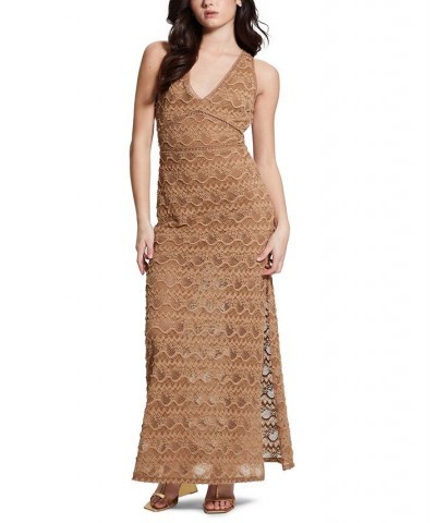 Women's Liza Embroidered Sleeveless Maxi Dress Brown $73.32 Dresses