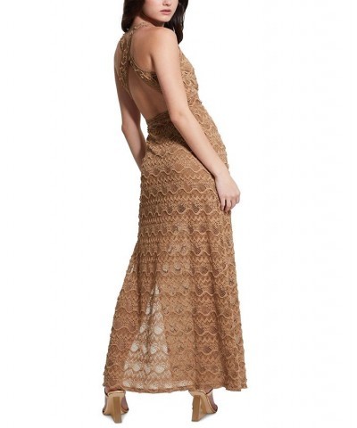 Women's Liza Embroidered Sleeveless Maxi Dress Brown $73.32 Dresses