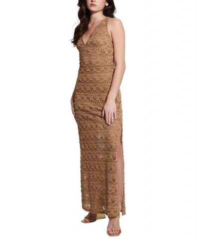 Women's Liza Embroidered Sleeveless Maxi Dress Brown $73.32 Dresses