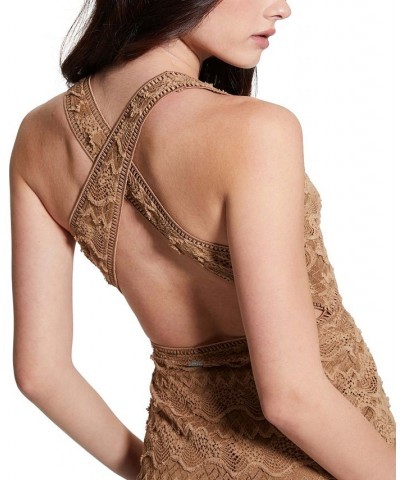 Women's Liza Embroidered Sleeveless Maxi Dress Brown $73.32 Dresses