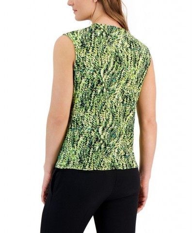 Petite Printed Sleeveless Twist-Neck Top Kiwi Multi $31.74 Tops