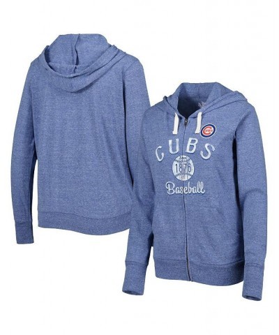 Women's Royal Chicago Cubs Training Camp Tri-Blend Full-Zip Hoodie Blue $43.19 Sweatshirts