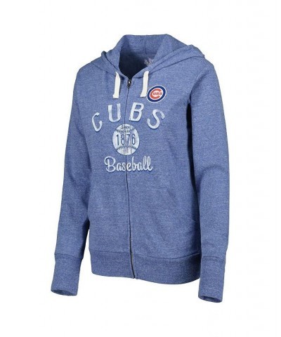 Women's Royal Chicago Cubs Training Camp Tri-Blend Full-Zip Hoodie Blue $43.19 Sweatshirts