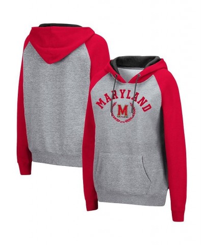 Women's Heathered Gray Maryland Terrapins Contrast Raglan Pullover Hoodie Heathered Gray $29.14 Sweatshirts