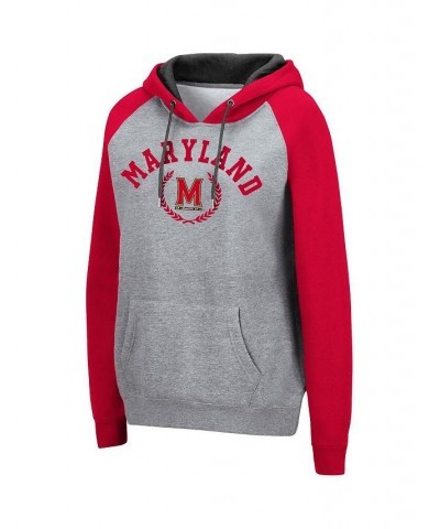 Women's Heathered Gray Maryland Terrapins Contrast Raglan Pullover Hoodie Heathered Gray $29.14 Sweatshirts