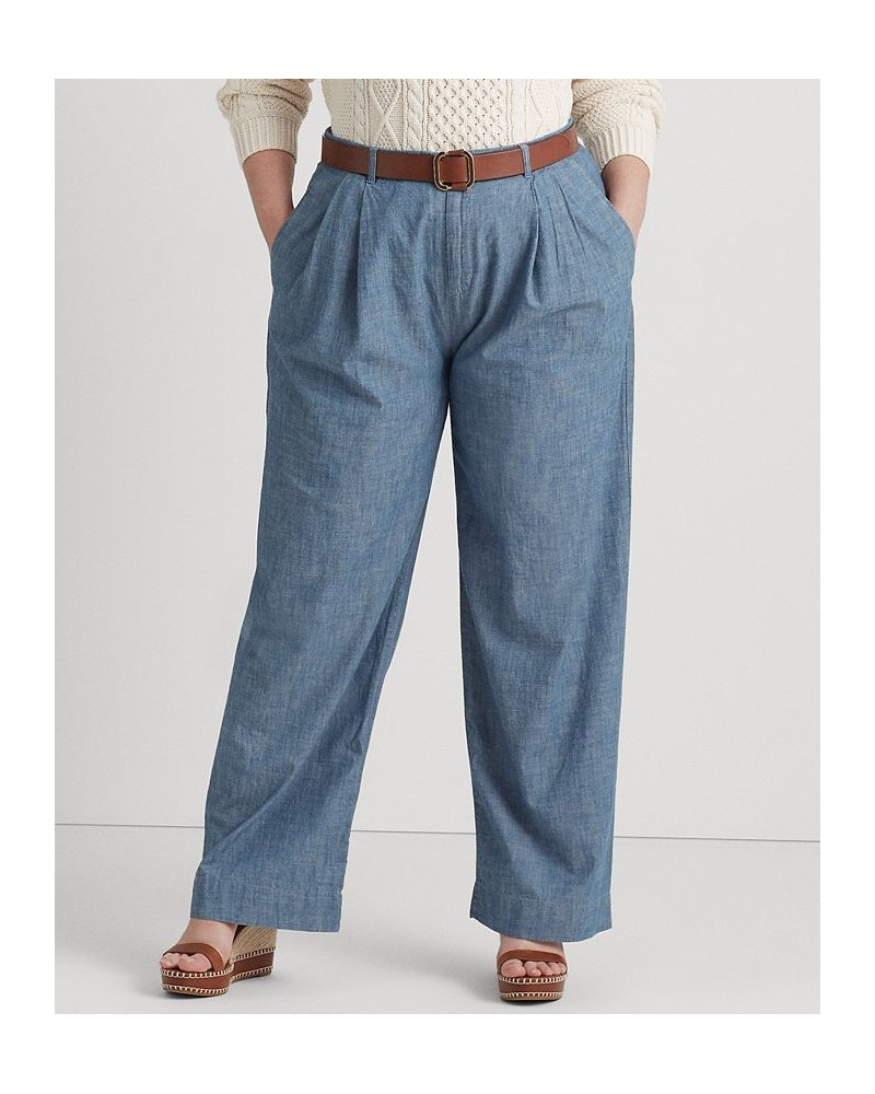 Plus Size Wide-Leg Pants Beryl Blue Wash $72.85 Pants