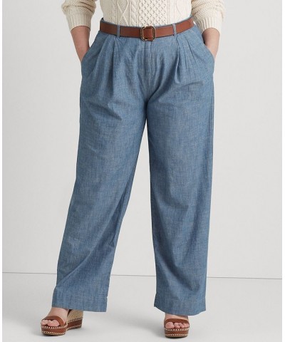 Plus Size Wide-Leg Pants Beryl Blue Wash $72.85 Pants