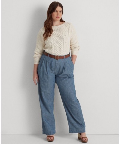 Plus Size Wide-Leg Pants Beryl Blue Wash $72.85 Pants