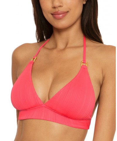 Women's Moon Ridge Ribbed Halter Bikini Top Grapefruit $38.72 Swimsuits