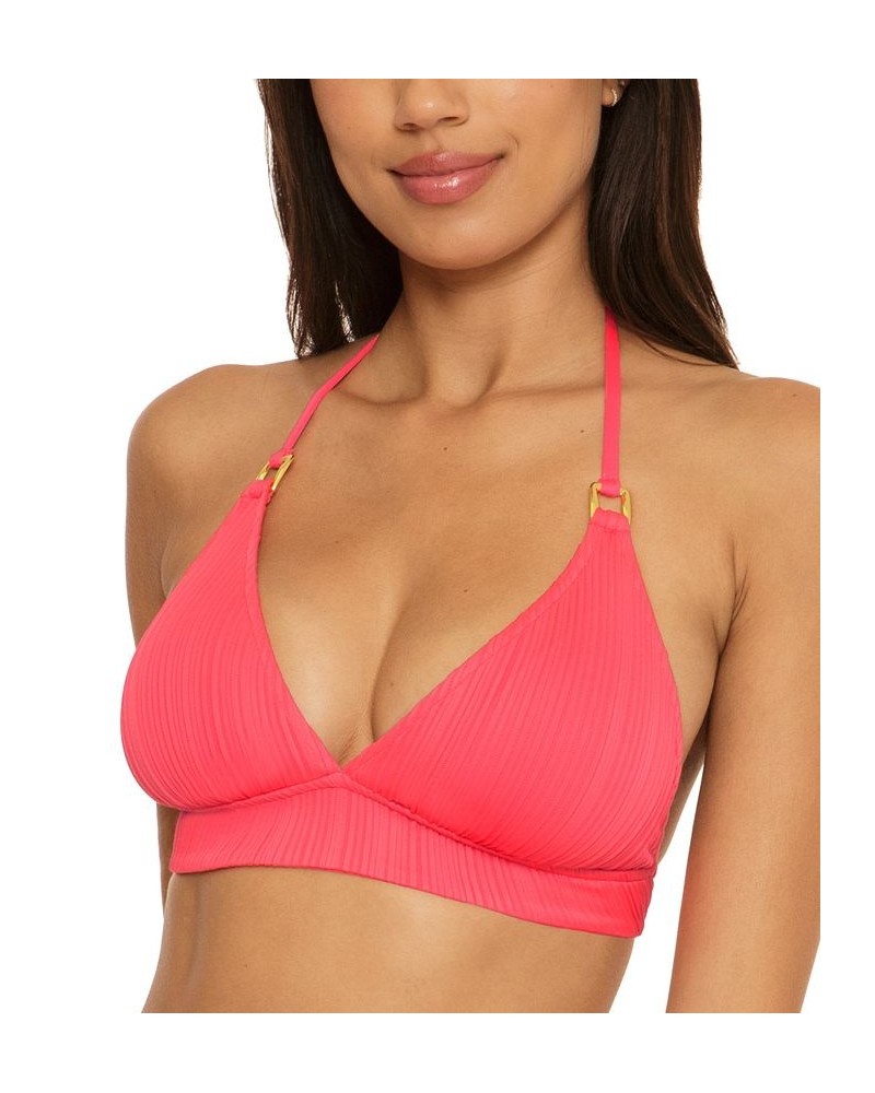 Women's Moon Ridge Ribbed Halter Bikini Top Grapefruit $38.72 Swimsuits