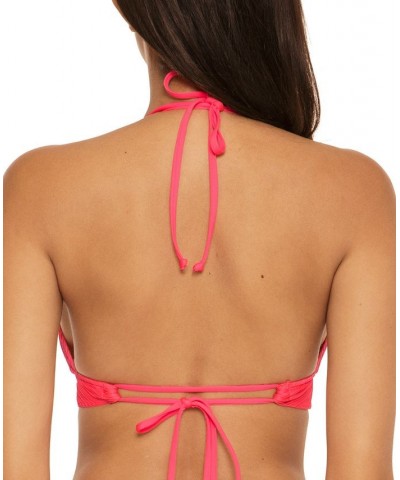 Women's Moon Ridge Ribbed Halter Bikini Top Grapefruit $38.72 Swimsuits