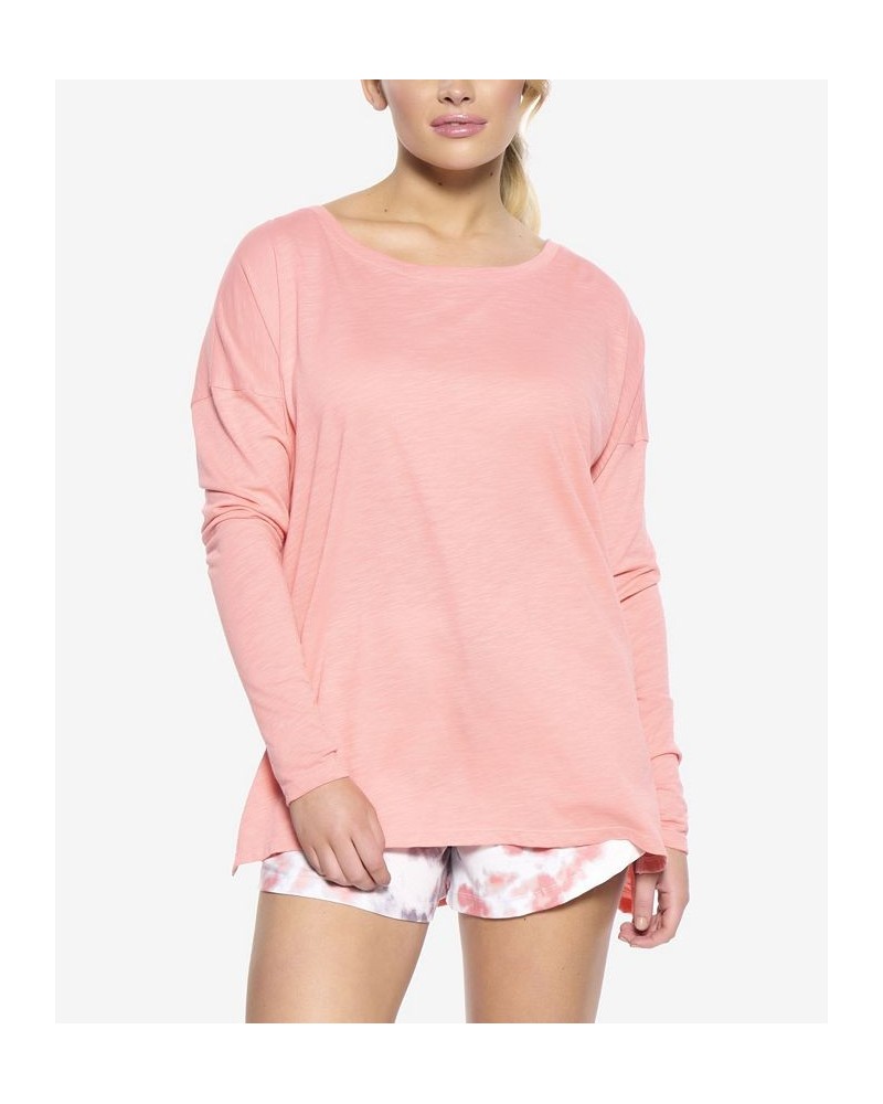 Women's Textured Slub Knit Tee Pink $22.08 Sleepwear