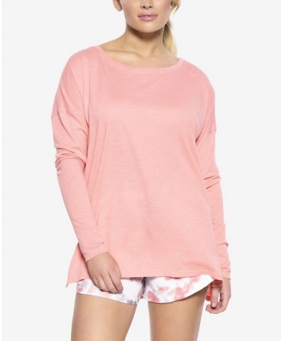 Women's Textured Slub Knit Tee Pink $22.08 Sleepwear