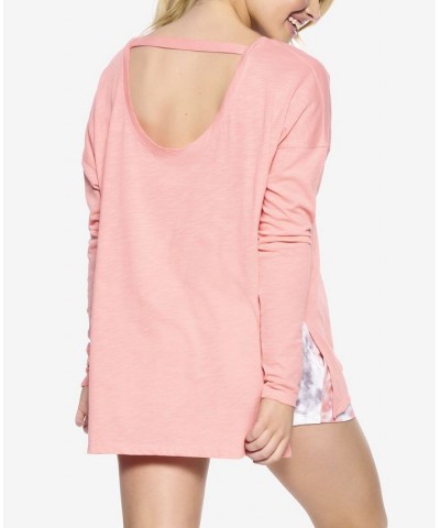 Women's Textured Slub Knit Tee Pink $22.08 Sleepwear