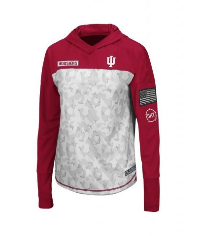 Womens Indiana Hoosiers OHT Military-Inspired Appreciation Mission Arctic Camo Hoodie Long Sleeve T-Shirt Gray Crimson $30.79...