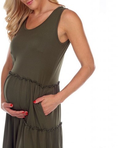 Maternity Plus Size Scoop Neck Tiered Midi Dress Black $31.28 Dresses