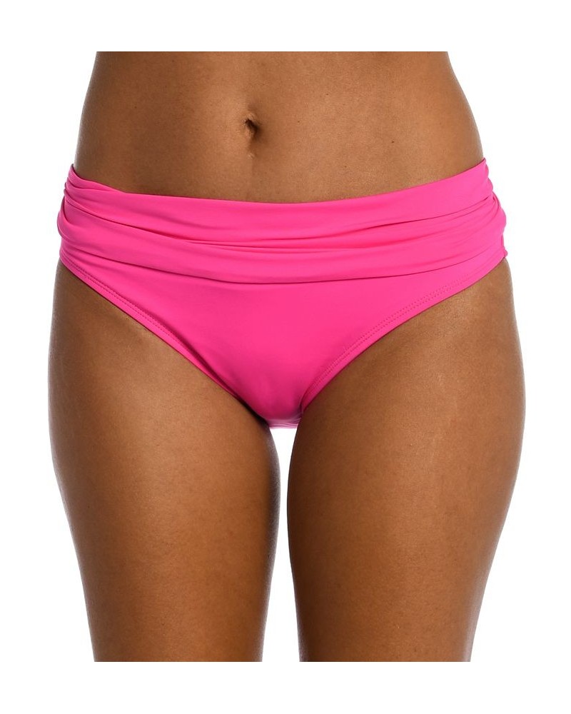 Shirred Banded Hipster Bikini Bottoms Pink $28.40 Swimsuits